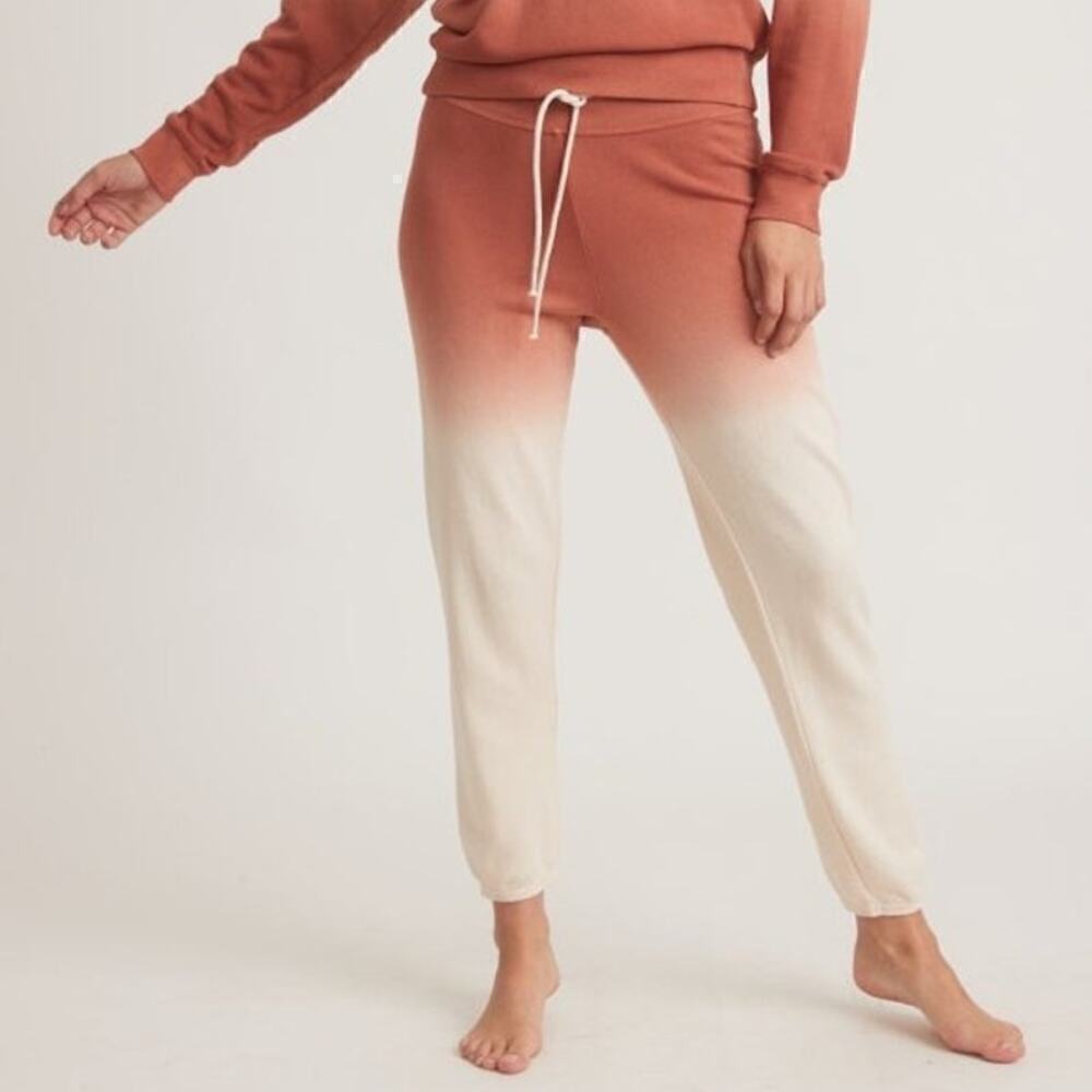 Marine Layer Blake Pant Vintage Terry Joggers in Amber Brown Dip Dye NWT Small